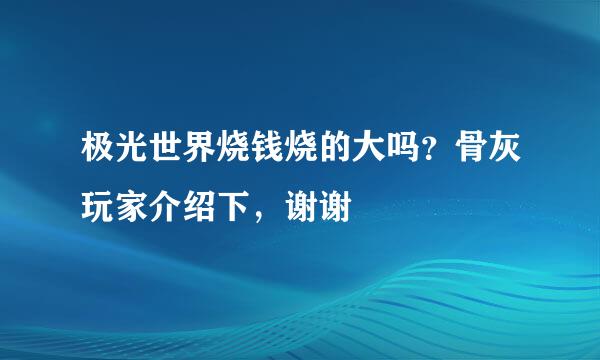 极光世界烧钱烧的大吗？骨灰玩家介绍下，谢谢