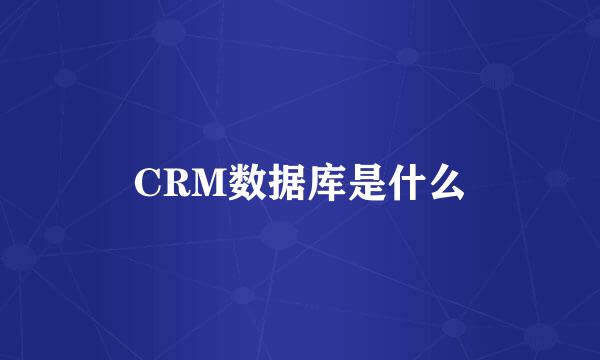 CRM数据库是什么