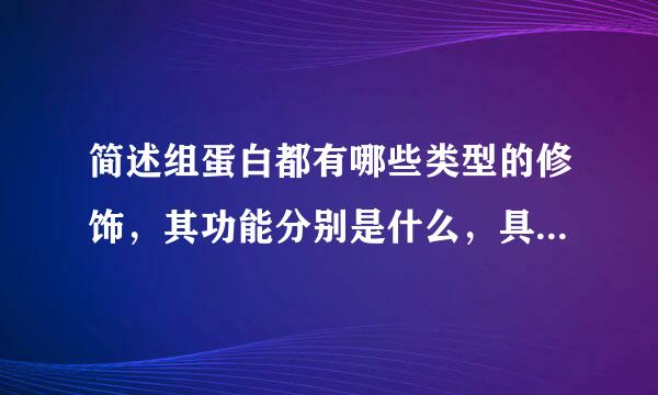 简述组蛋白都有哪些类型的修饰，其功能分别是什么，具有什么生物学意义