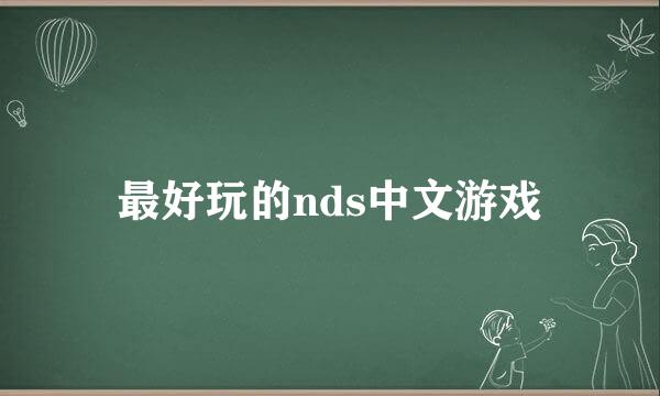 最好玩的nds中文游戏