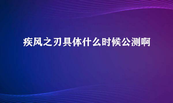 疾风之刃具体什么时候公测啊