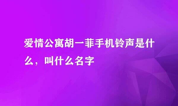 爱情公寓胡一菲手机铃声是什么，叫什么名字