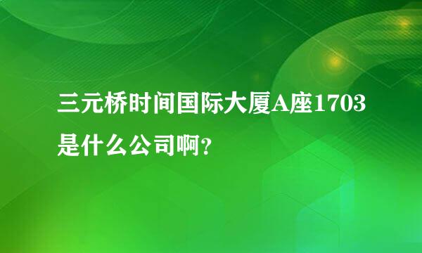 三元桥时间国际大厦A座1703是什么公司啊？