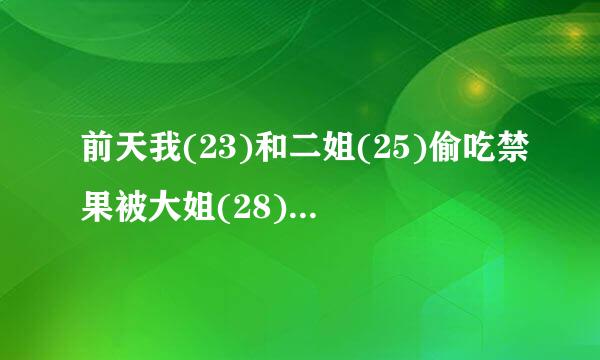 前天我(23)和二姐(25)偷吃禁果被大姐(28)发现了，她很生气说要告诉父母，二姐很维护我，为此还和大姐吵...