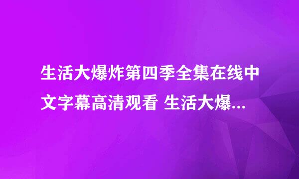 生活大爆炸第四季全集在线中文字幕高清观看 生活大爆炸全集第四季完整版高清QVOD优酷视频下载