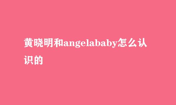 黄晓明和angelababy怎么认识的