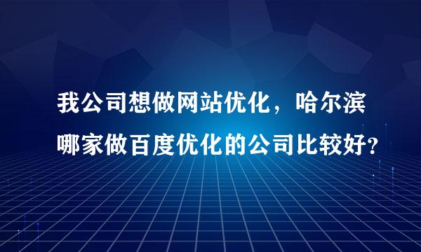 我公司想做网站优化，哈尔滨哪家做百度优化的公司比较好？