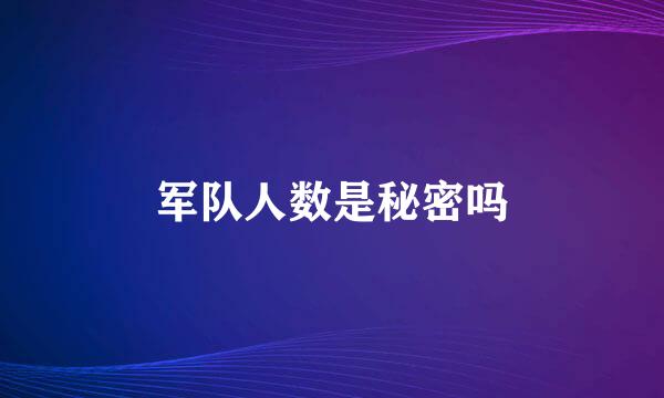 军队人数是秘密吗