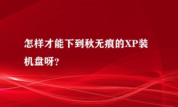 怎样才能下到秋无痕的XP装机盘呀？