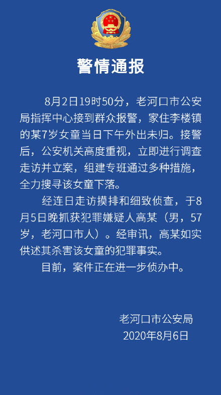 襄阳失踪女童被邻居杀害事件的后续如何了？