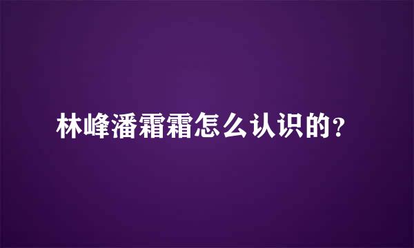 林峰潘霜霜怎么认识的？