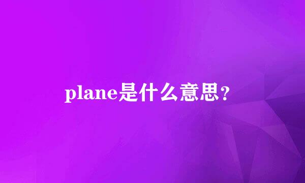 plane是什么意思？