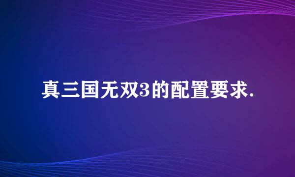 真三国无双3的配置要求.