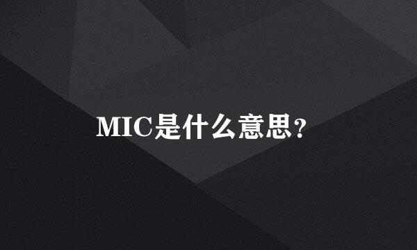 MIC是什么意思？