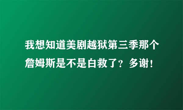 我想知道美剧越狱第三季那个詹姆斯是不是白救了？多谢！