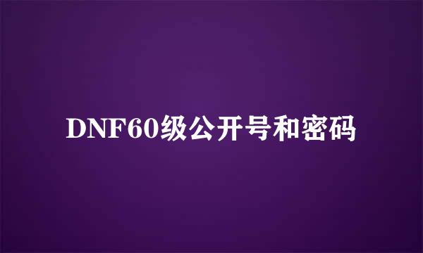 DNF60级公开号和密码