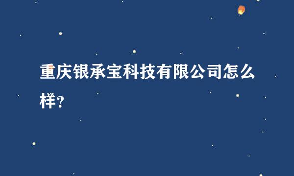 重庆银承宝科技有限公司怎么样？