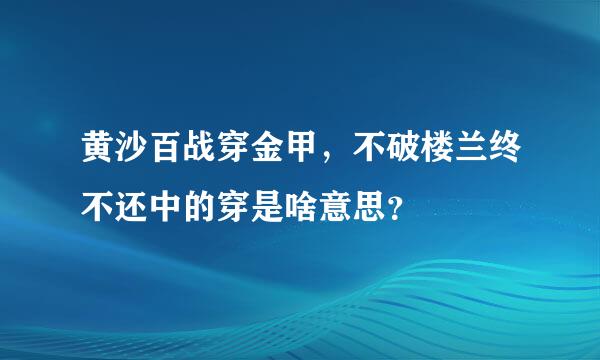 黄沙百战穿金甲，不破楼兰终不还中的穿是啥意思？