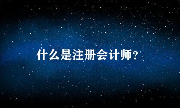 什么是注册会计师？