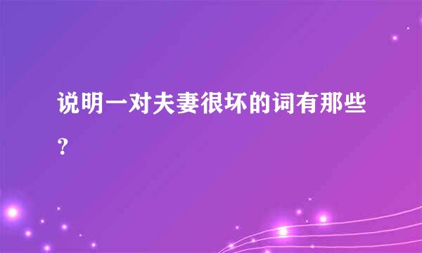 说明一对夫妻很坏的词有那些？