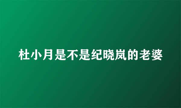 杜小月是不是纪晓岚的老婆