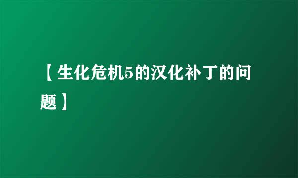 【生化危机5的汉化补丁的问题】