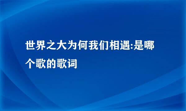 世界之大为何我们相遇:是哪个歌的歌词