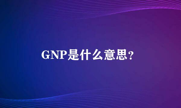 GNP是什么意思？