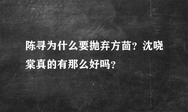 陈寻为什么要抛弃方茴？沈哓棠真的有那么好吗？