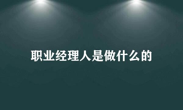 职业经理人是做什么的