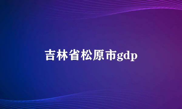 吉林省松原市gdp