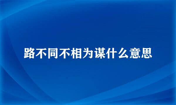 路不同不相为谋什么意思