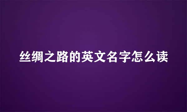 丝绸之路的英文名字怎么读