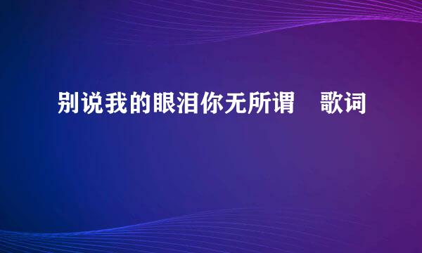 别说我的眼泪你无所谓 歌词