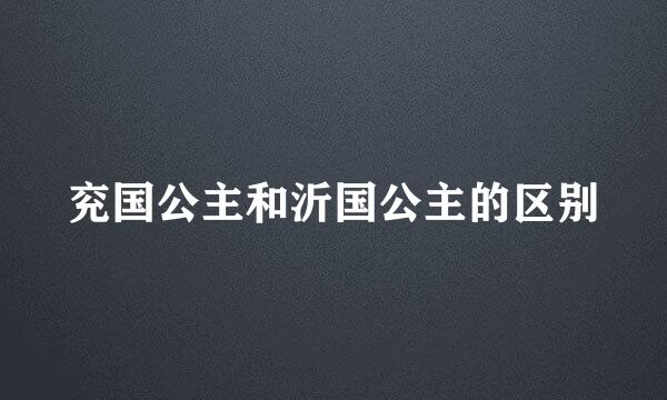 兖国公主和沂国公主的区别