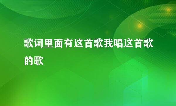 歌词里面有这首歌我唱这首歌的歌