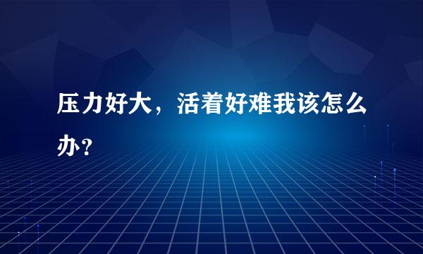 压力好大，活着好难我该怎么办？