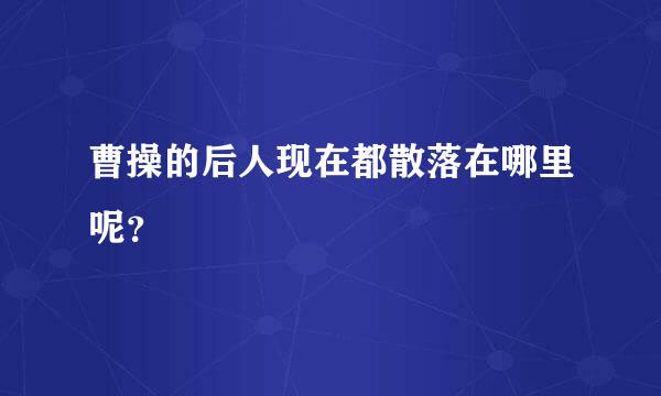 曹操的后人现在都散落在哪里呢？