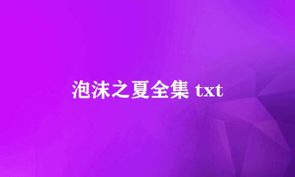 泡沫之夏全集 txt