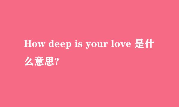 How deep is your love 是什么意思?