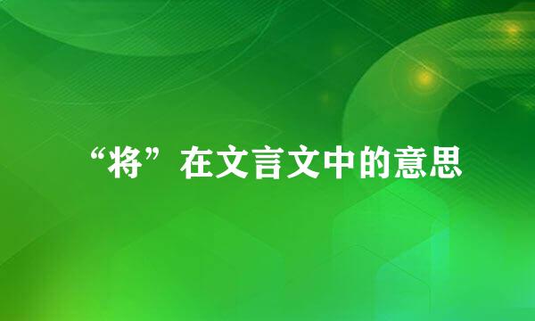 “将”在文言文中的意思