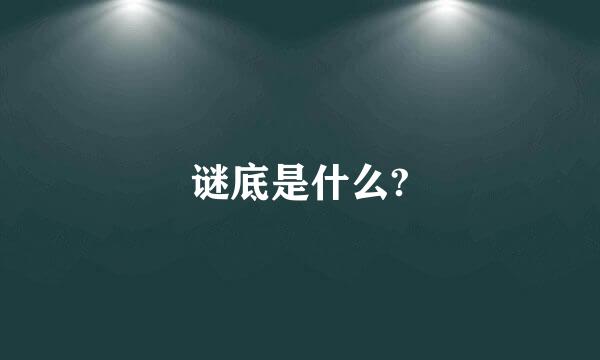 谜底是什么?