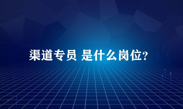 渠道专员 是什么岗位？