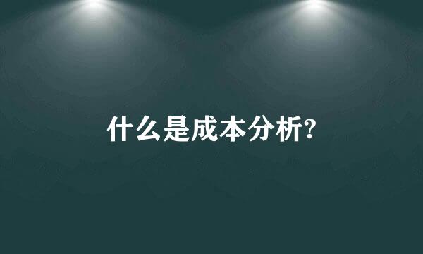 什么是成本分析?