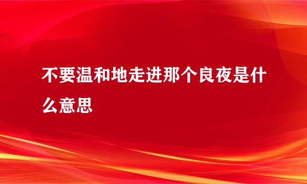 不要温和地走进那个良夜是什么意思