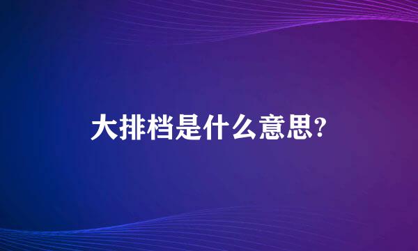 大排档是什么意思?