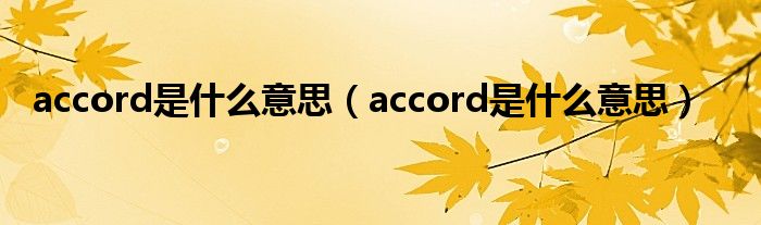 accord是什么意思