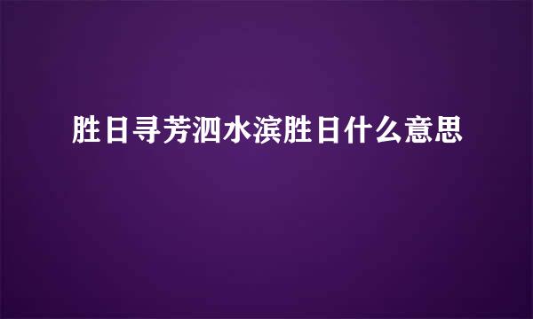 胜日寻芳泗水滨胜日什么意思