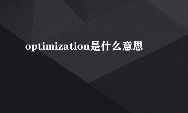 optimization是什么意思