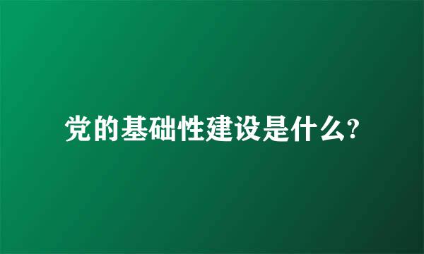 党的基础性建设是什么?